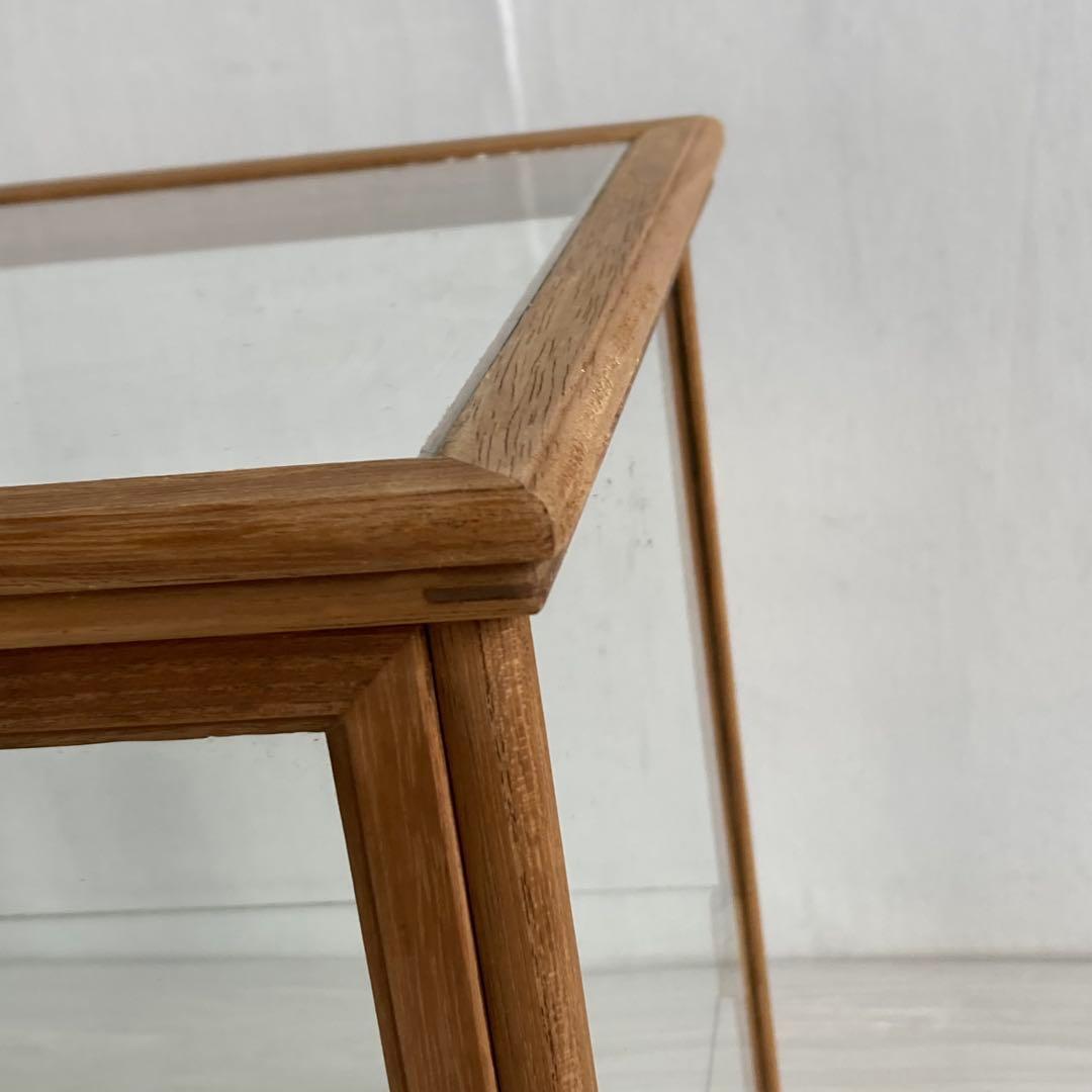 g300 古い木製 ガラスケース 2段 卓上 ショーケース 展示ケース 小物入れ