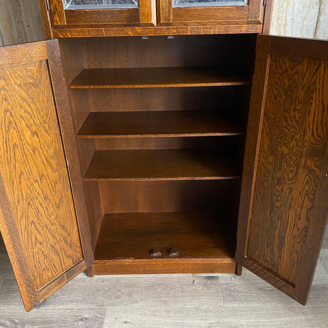 三越家具 ブルージュ Brugge 食器棚 キャビネット オーク材 ステンド