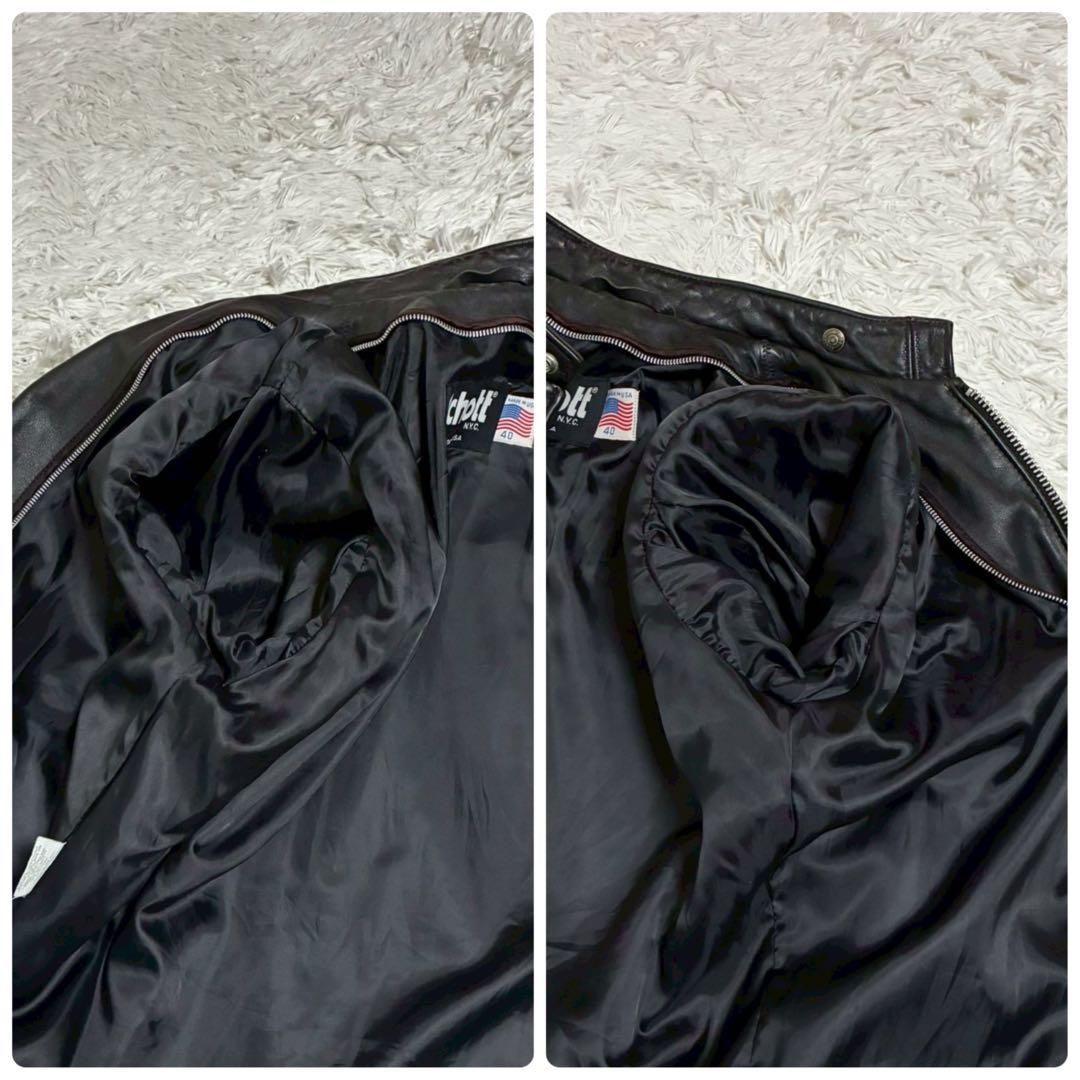 希少XL ショット 641 シングル ライダースジャケット ボアライナー 40