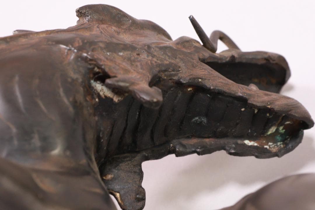 古美術品　時代　古銅　麒麟形香炉　高29.5㎝　神獣 置物 金属工芸 BJ164