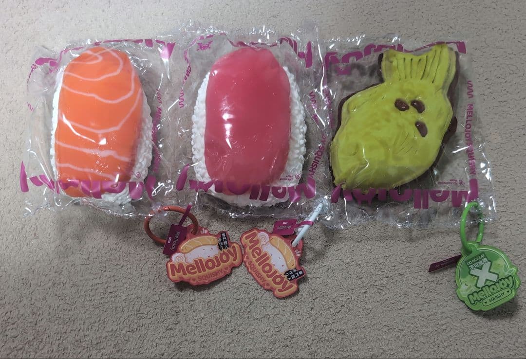 メロジョイ mellojoy 和食 スクイーズ　マグロ　サーモン　抹茶たい焼き