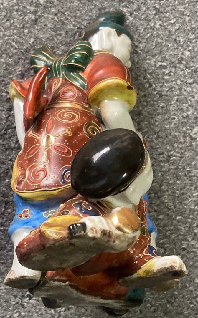 完全ジャンク品 九谷 えびす大黒 遊戯像