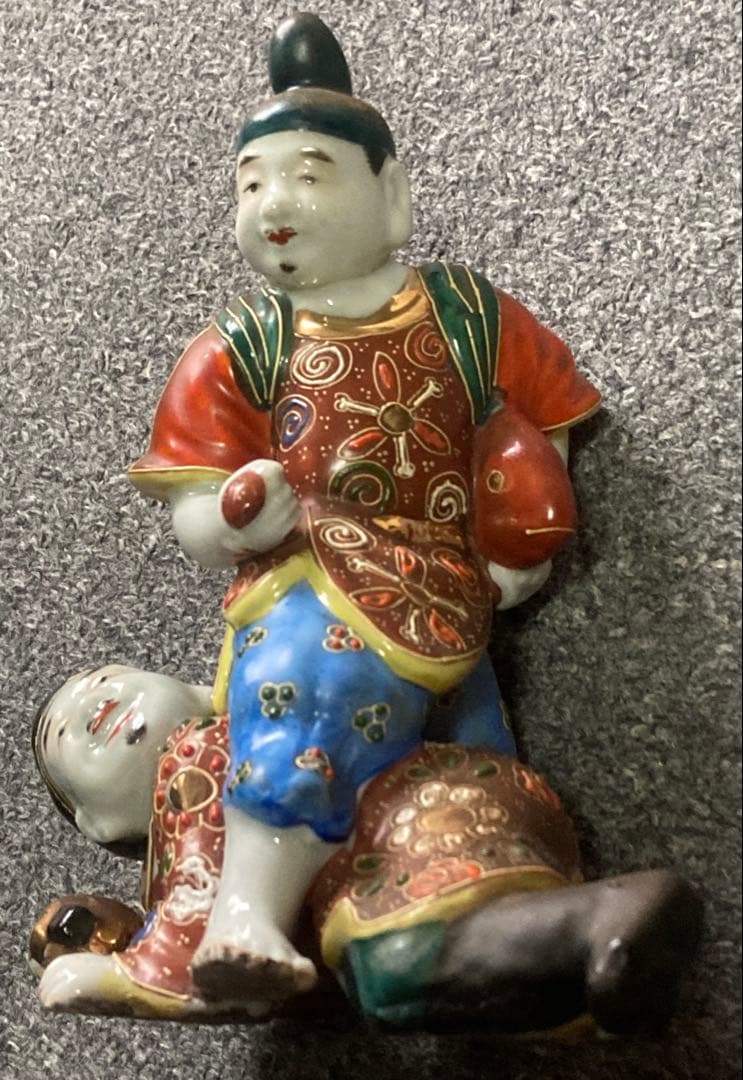 完全ジャンク品 九谷 えびす大黒 遊戯像