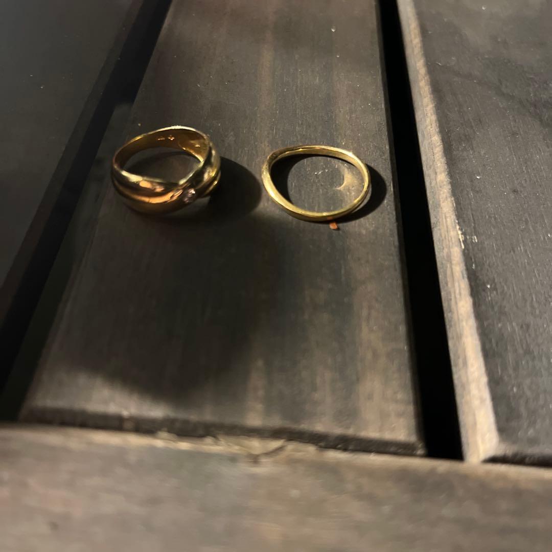 【店舗購入品】k18 刻印あり　ダイヤ付き