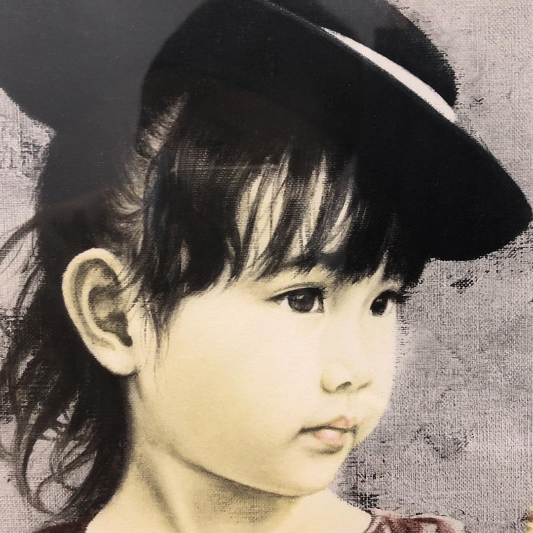 藤岡心象 一枚の繪 「少女とバラ」 リトグラフ 直筆サイン　12/200