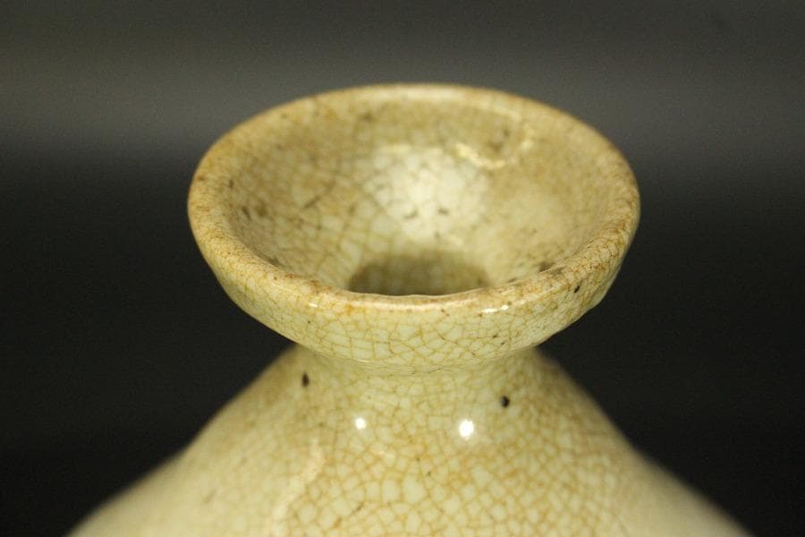 骨董 李朝 白磁 雨漏り手 瓶 時代物(A444)