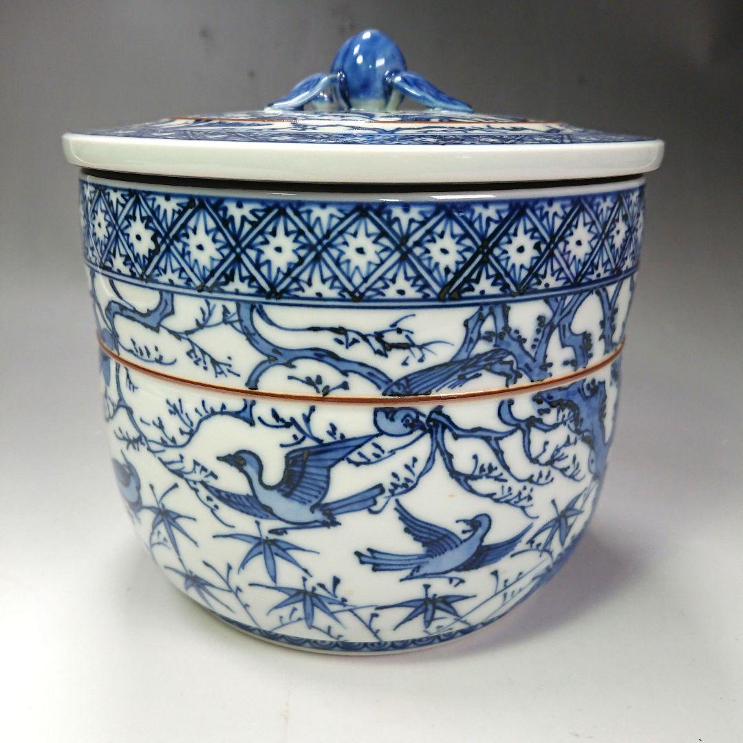 Ｓ２４６ 水指 『祥瑞花鳥画』『叶松谷造』『桃摘み』共箱 茶道具