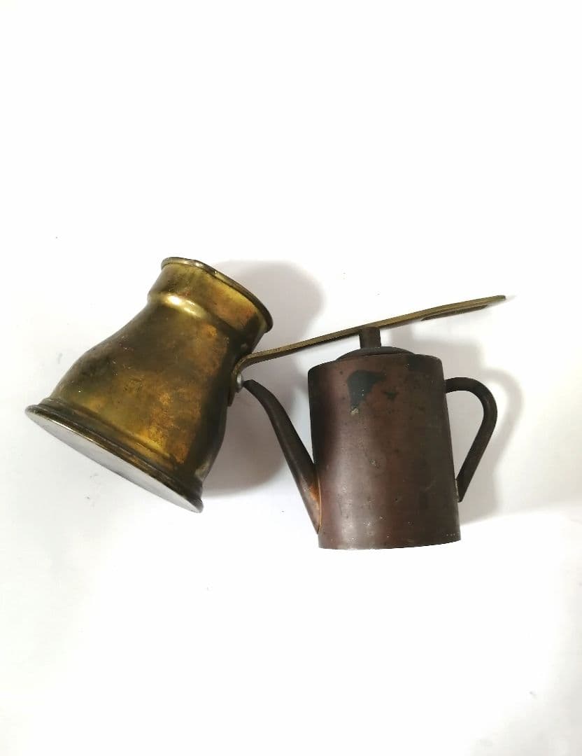 超珍品1930年代アンティーク銅製ミニ水差し　オマケにミニトルコ式コーヒーポット