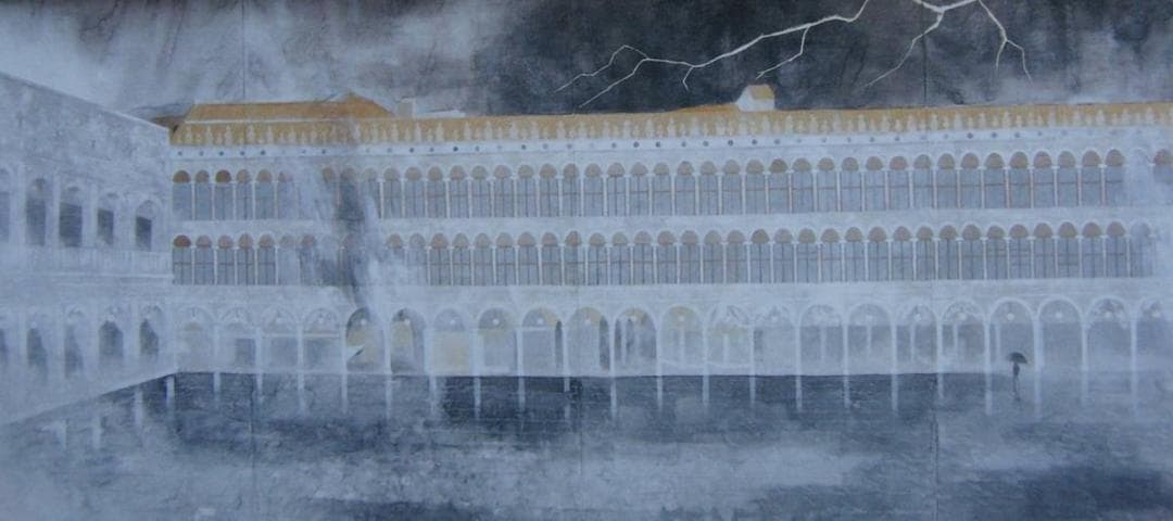 松尾敏男、【サン・マルコ驟雨】、希少な額装用画集より