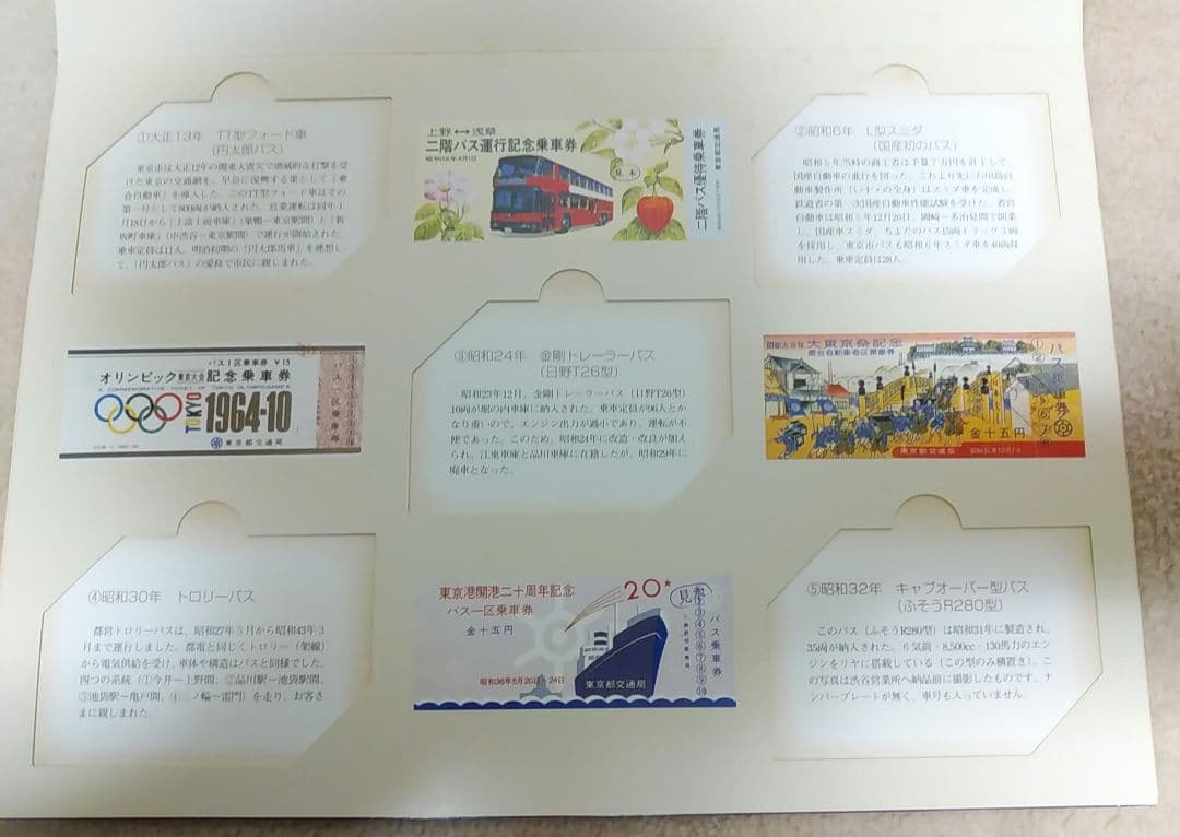 東京都交通局●創立90周年記念●バス共通カード【５種類セット】台紙付