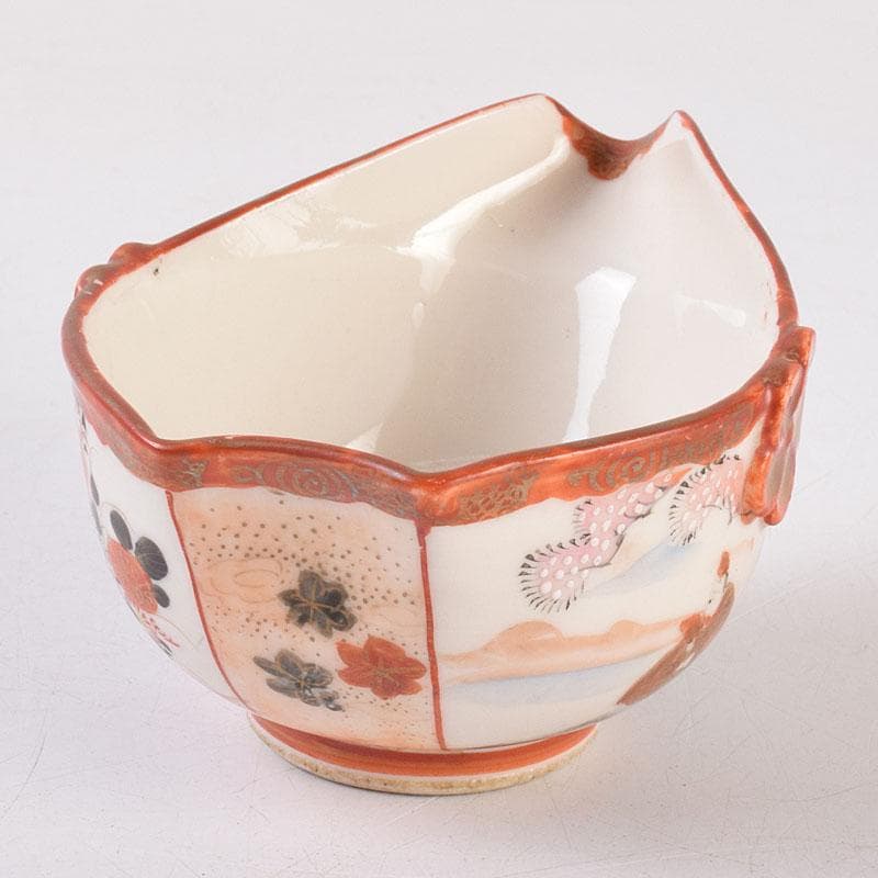 九谷焼　九谷庄三造　赤絵　煎茶碗　五客　湯冷まし　合わせ箱　V　R9020