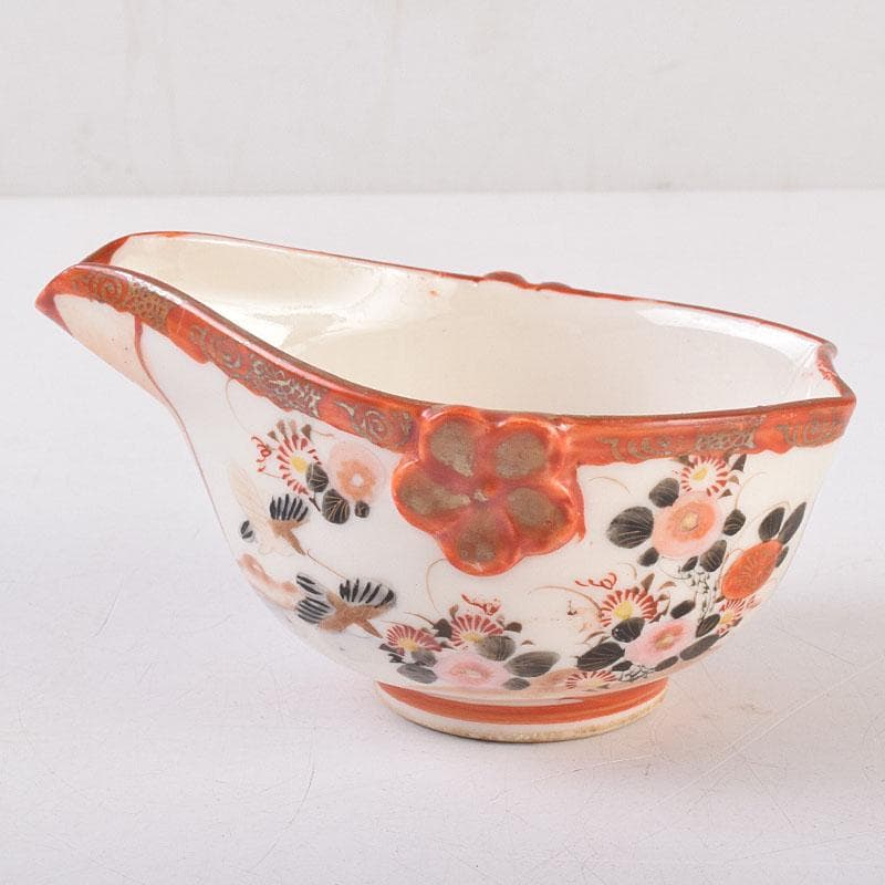 九谷焼　九谷庄三造　赤絵　煎茶碗　五客　湯冷まし　合わせ箱　V　R9020