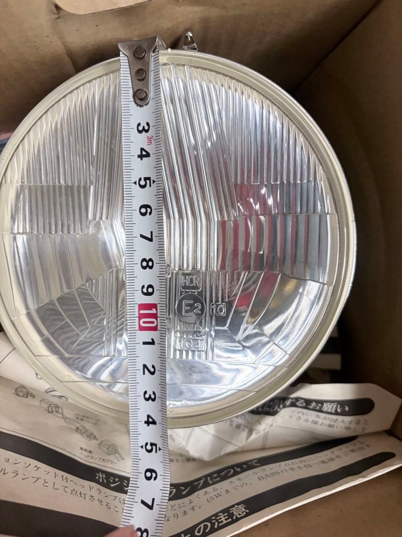 CIBIE ヘッドライト 140 円形 凹みレンズ　当時物箱取り付け説明書付