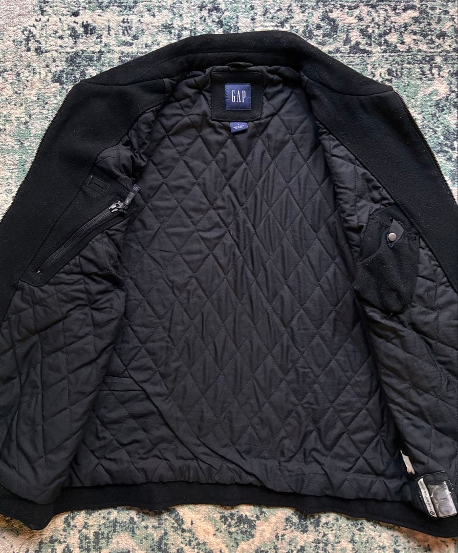 00s OLD GAP ウール ドリズラージャケット ブラック 裏地キルティング