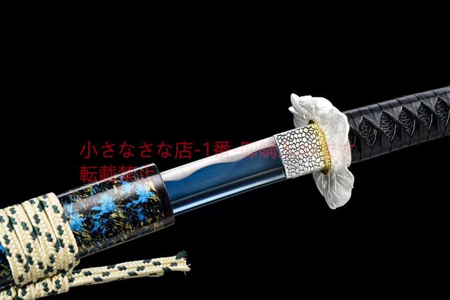青武士刀「荷影」の炭化鋼焼き 古兵器 武具　刀装具　日本刀　模造刀 居合刀