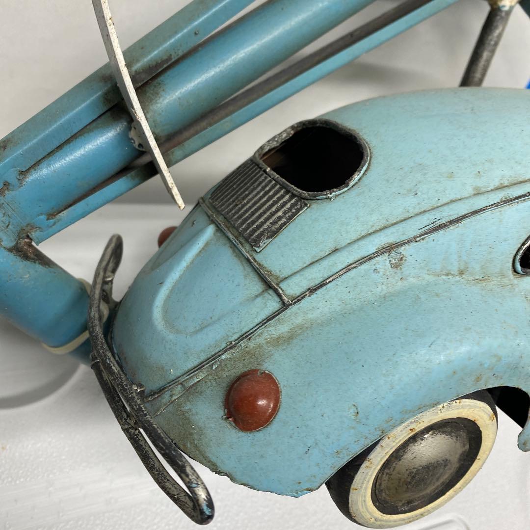 壁掛け飾り　ブリキ製ワーゲン付きハンドルディスプレイ