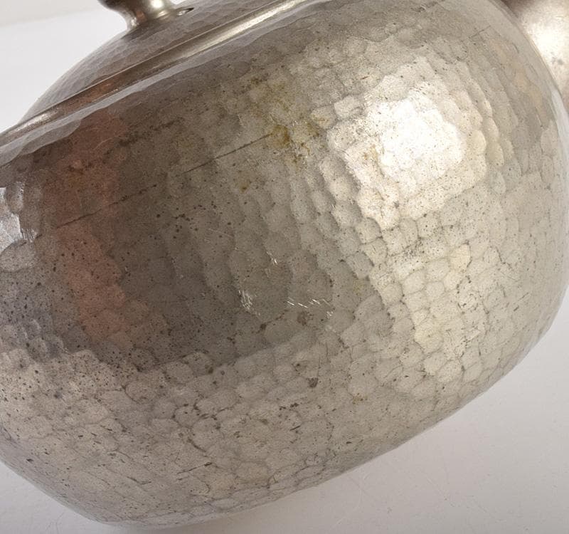 煎茶道具　純錫　鎚目　湯沸　急須　在銘　M　R4921