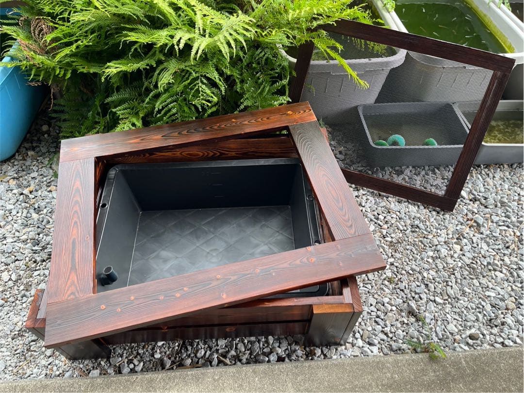 【新品】40Lトロ舟と木枠のセット　めだか飼育ケース 網蓋付き