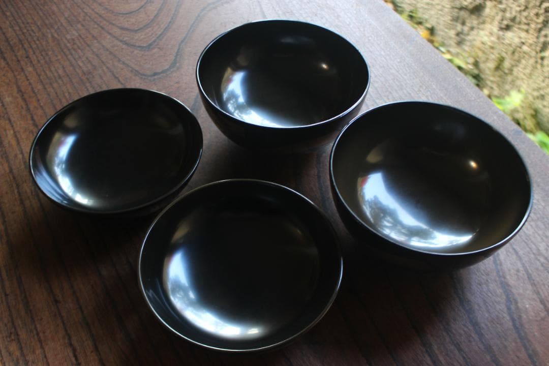 時代逸品！時代黒漆に極上短冊蒔絵の映えるお椀2点（検輪島塗蒔絵椀懐石椀