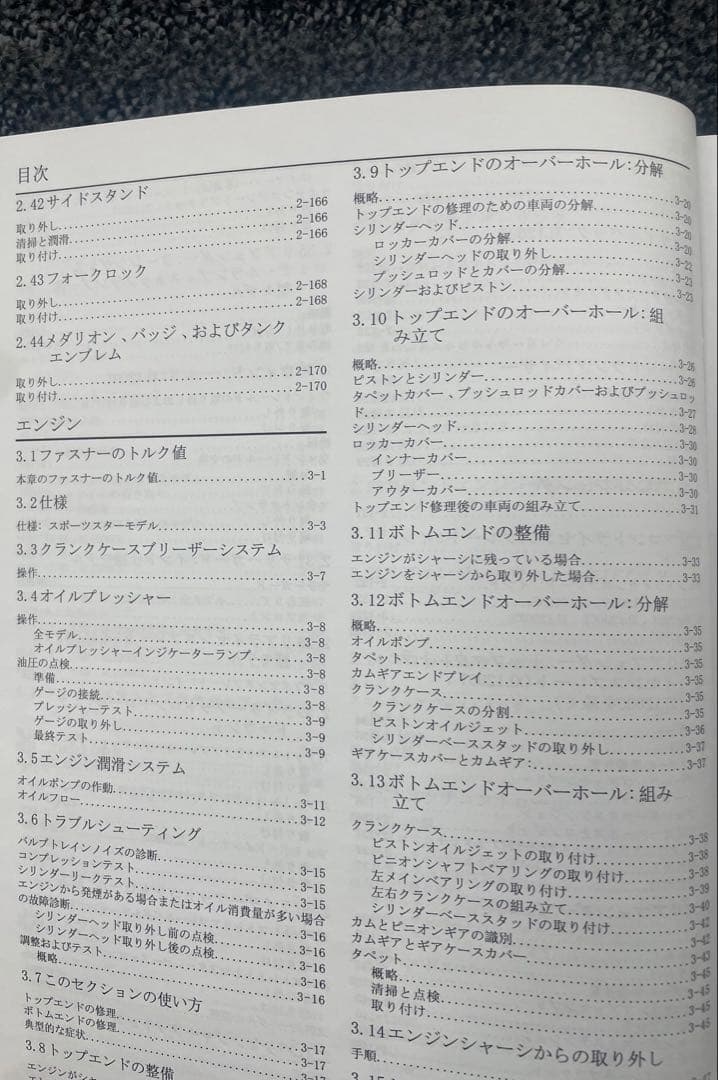 スポーツスターサービスマニュアル（年式2020）