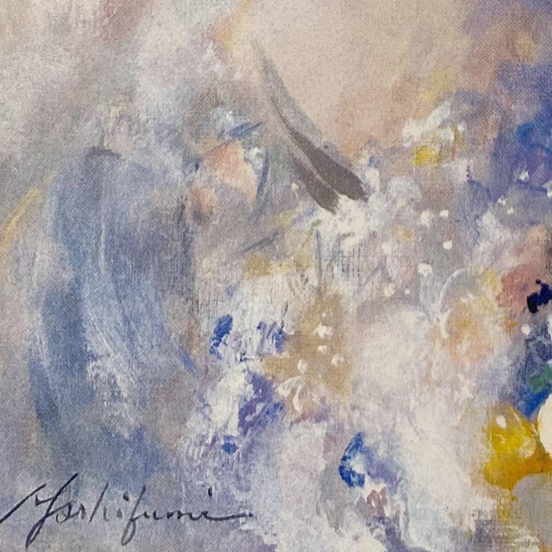 渡辺芳文、【花】、希少な画集より、新品額装付、マット額装付き