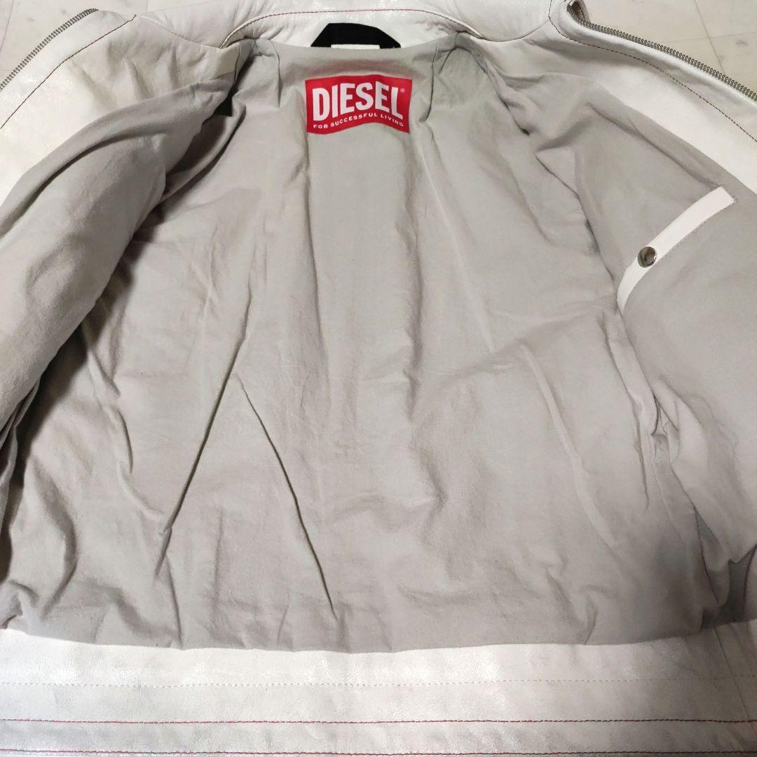DIESEL 中華新年モデル クラック加工 ホワイト レザー ジャケット