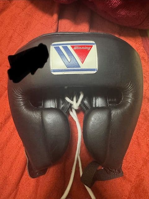 Winning ヘッドギア 黒 レースアップ式ネーム入り