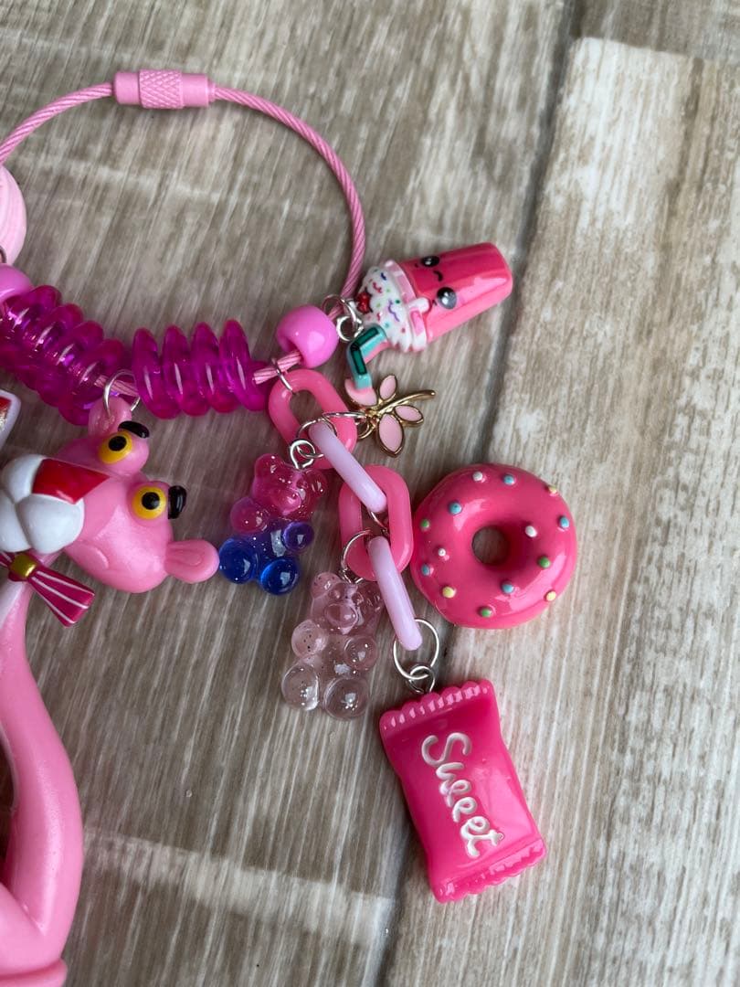 じゃらじゃらキーホルダー ストラップ キーチェーン メルヘンピンク 可愛い女の子