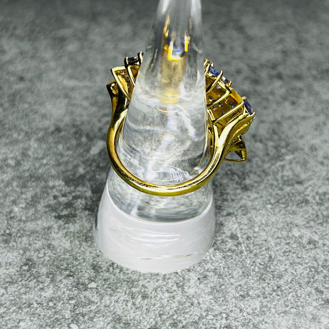 【美品】gstv ジュエリー　タンザナイト ホワイトジルコン リング　14号