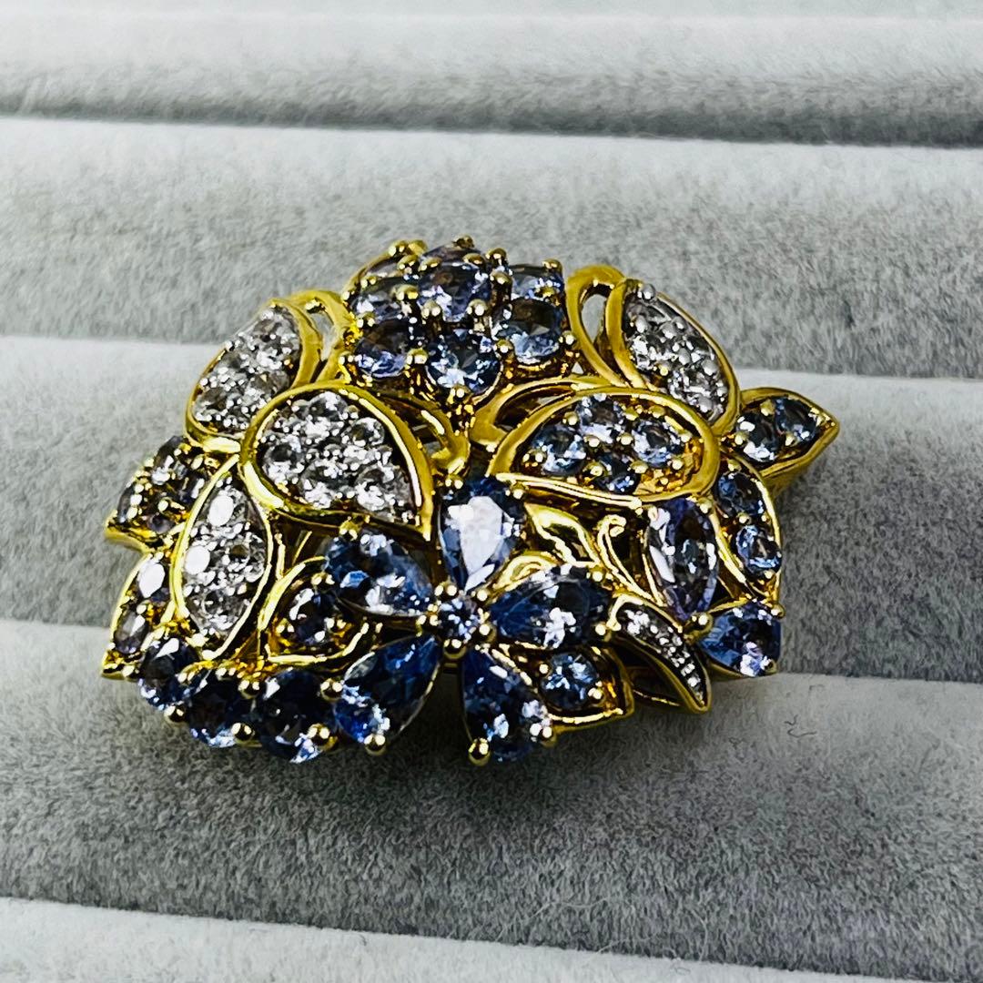 【美品】gstv ジュエリー　タンザナイト ホワイトジルコン リング　14号