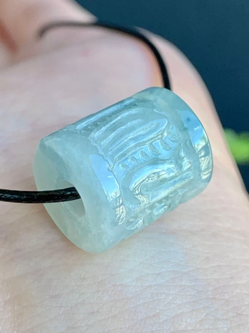 ☘本翡翠　氷種❄️六字真言　ルース⭐️路路通⭐️ネックレス　新品　0154