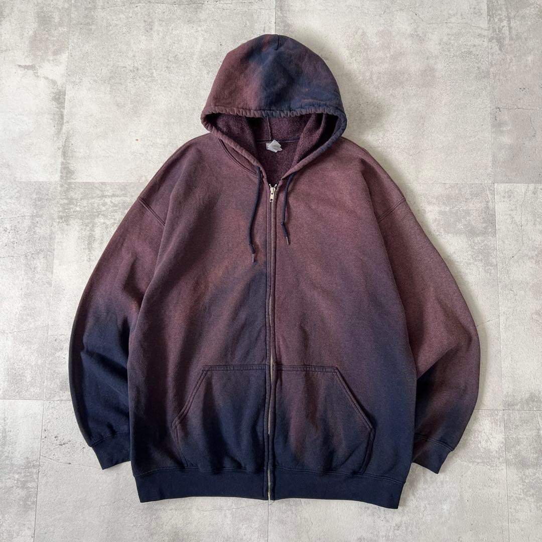 そ*ら様 一点物 Boro　鬼フェード　ボロ パーカー　ジップアップ　パープル×