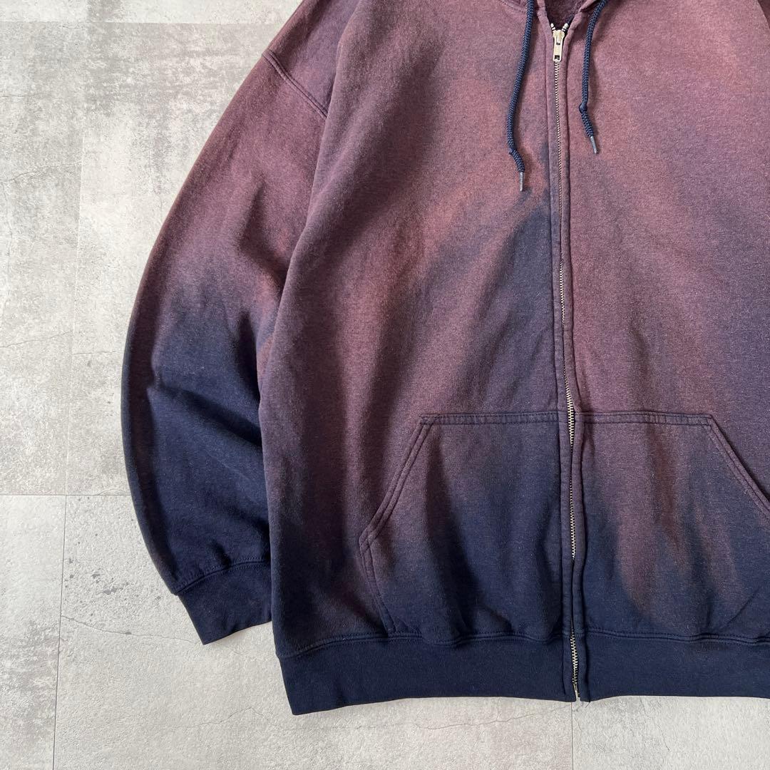 そ*ら様 一点物 Boro　鬼フェード　ボロ パーカー　ジップアップ　パープル×