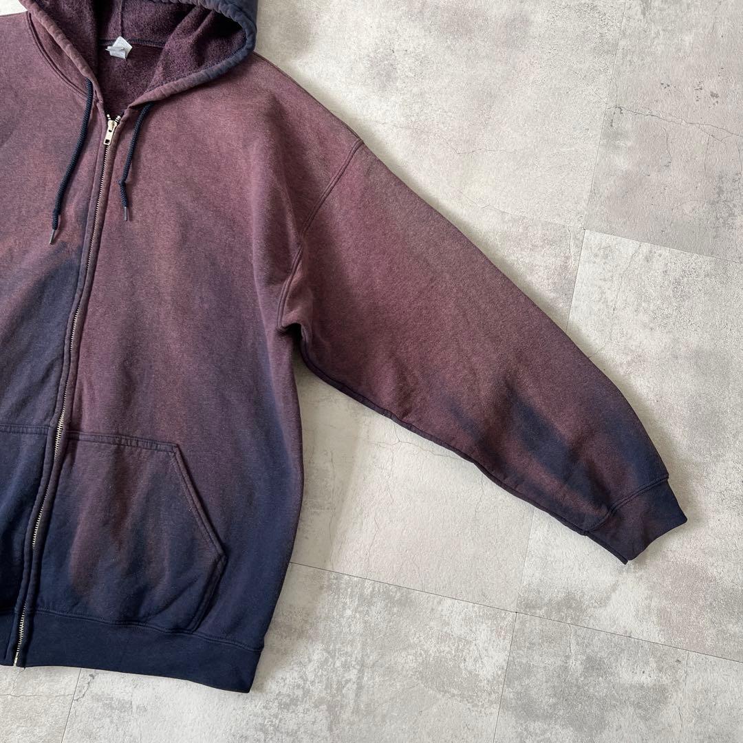 そ*ら様 一点物 Boro　鬼フェード　ボロ パーカー　ジップアップ　パープル×