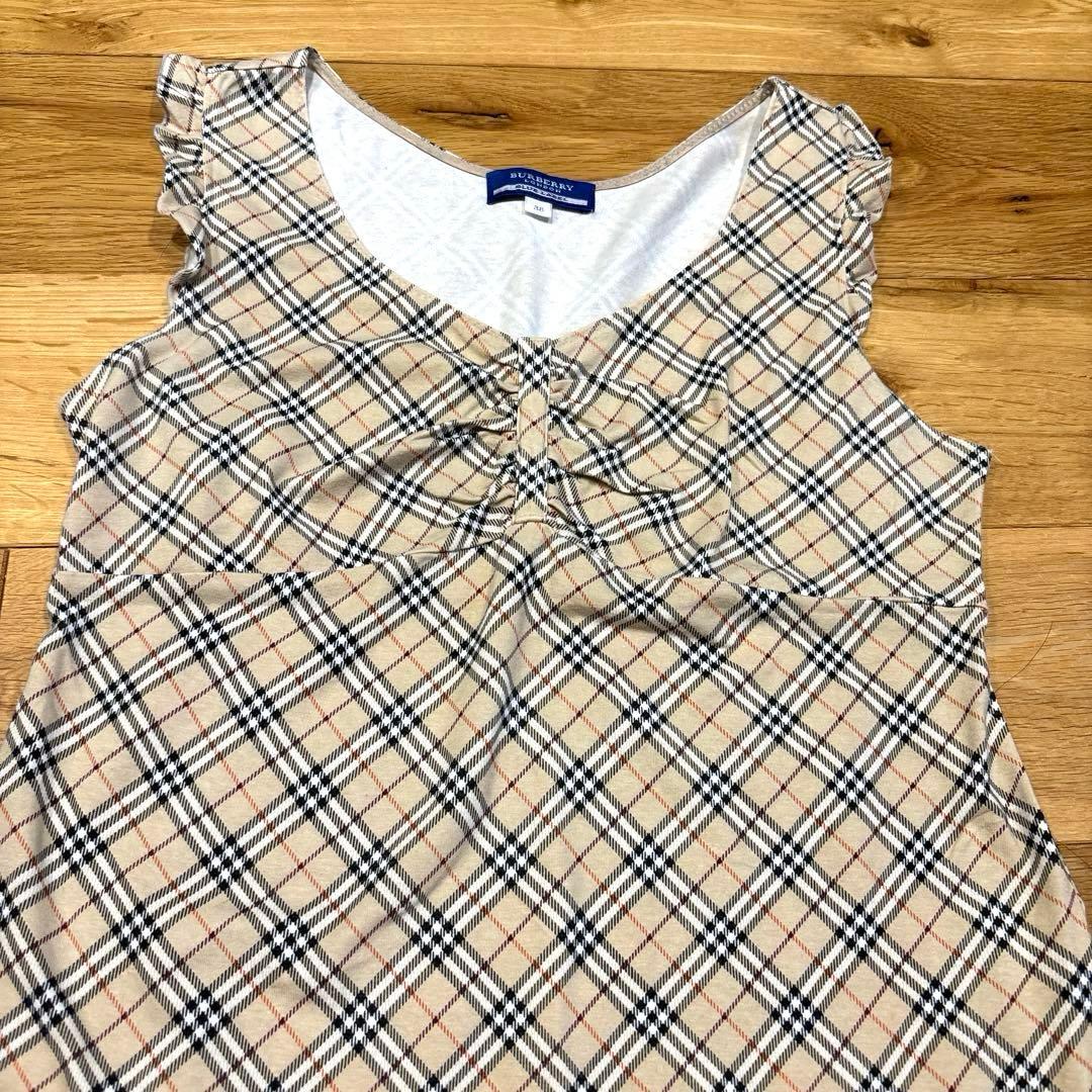 【バーバリーブルーレーベル】✳︎かわいいフリル ノバチェック柄タンクトップ✳︎38