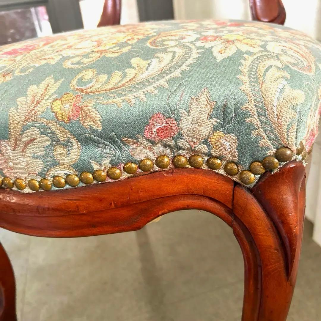 値下げ❗️アンティーク　イギリス　バルーンバックチェア　キャスター付き　ゴブラン織