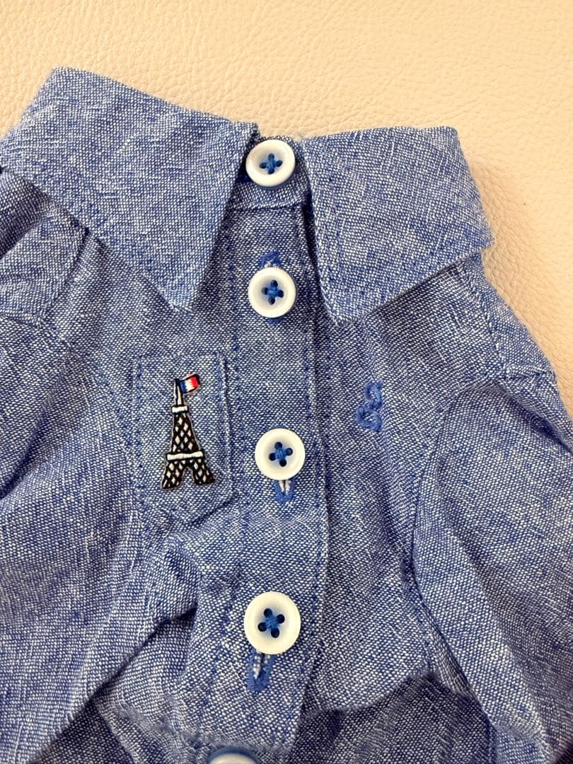 犬服 ateliergg アトリエgg デニム ワンピース 長袖 ブルー