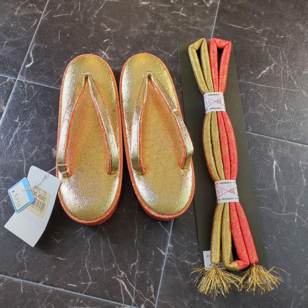 ⭐【新品タグ付き】西陣おくむら 金×桜柄　7歳　帯　箱せこセット　七五三