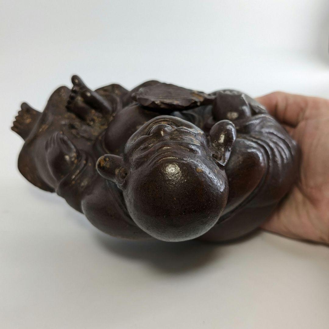 備前焼 布袋香炉 合箱 伏香炉 布袋様 七福神 置物 縁起物 香道具 工芸品