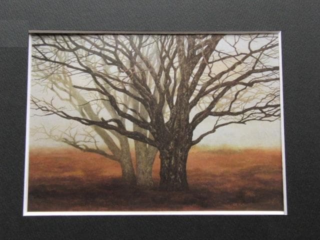 三輪晃久、【樹響】、希少な額装用画集より、新品額装付、状態良好