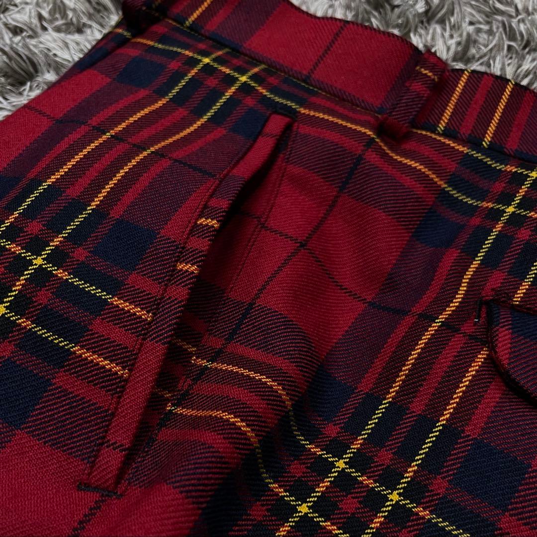 コムデギャルソンオムプリュス / 赤タータン クロップド サルエル パンツ L