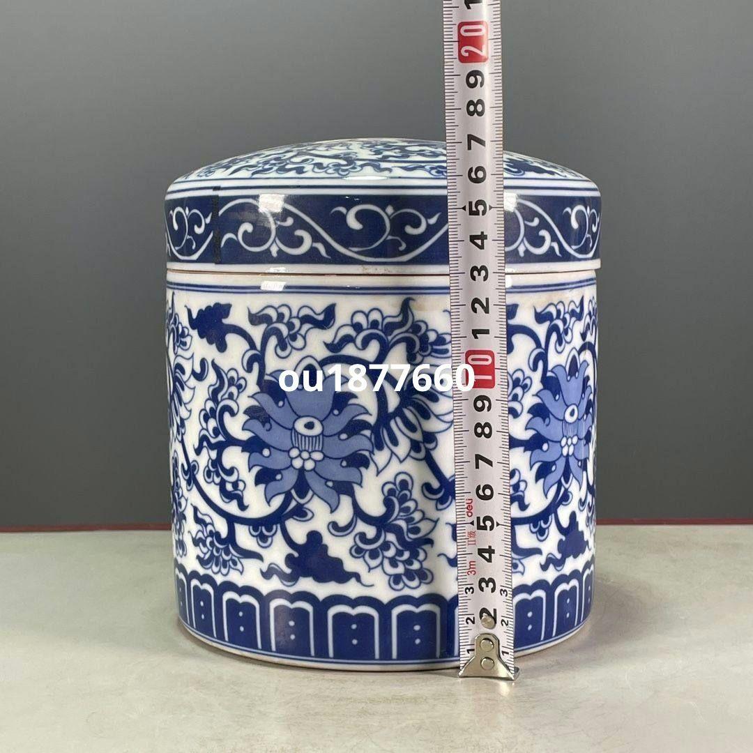 清乾隆鯖花卉図紋蓋缶 景徳鎮 陶磁器 装飾品 現代工芸品美術品 置物