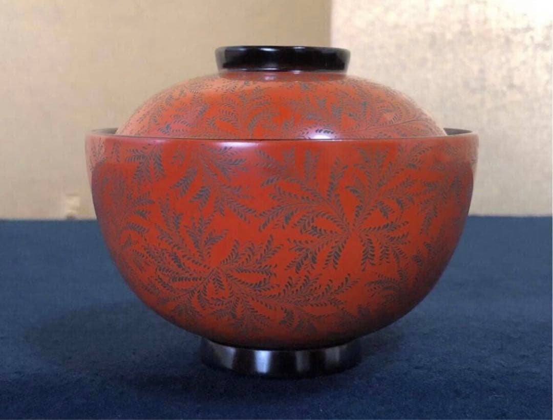 《レ》輪島塗 忍彫 吸物椀10客 柴吉漆器店 共布共箱 251113え1