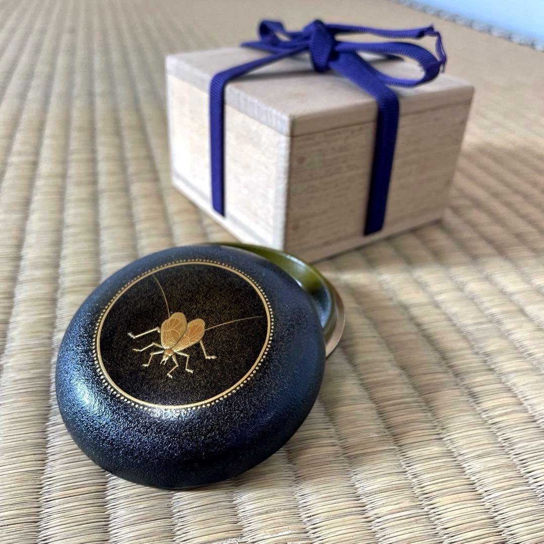 #XG442 本漆・金蒔絵・鈴虫・香合・香道・茶道具・骨董