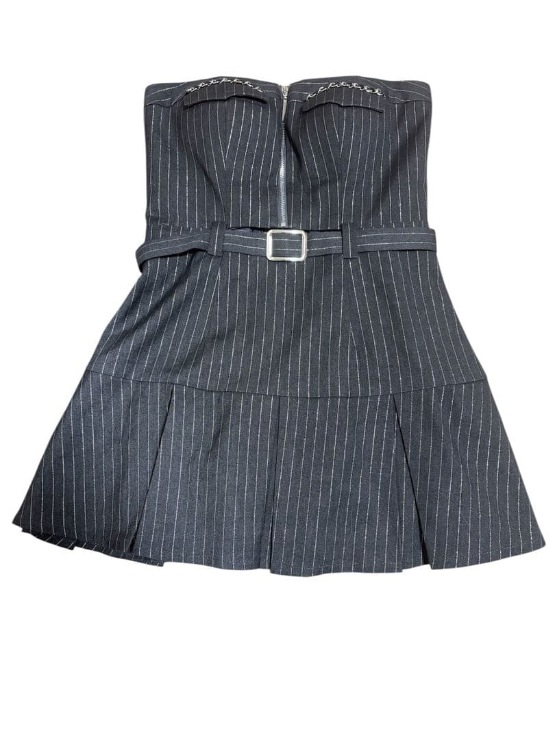 【韓国風】Glossy グロッシー　S ジップデザインフレアミニドレス