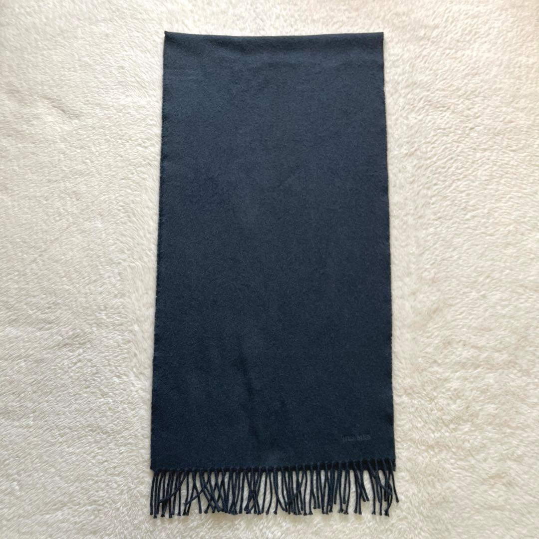 美品　HERMES エルメス　グレージュ　カシミヤ　マフラー　タグ　刺繍ロゴ