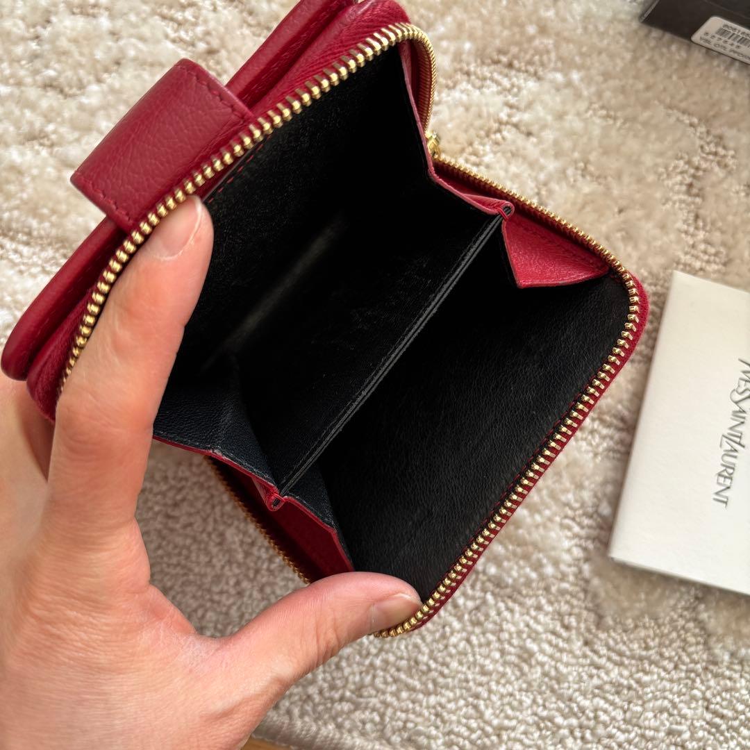 Yves Saint Laurent 二つ折り財布 レッド