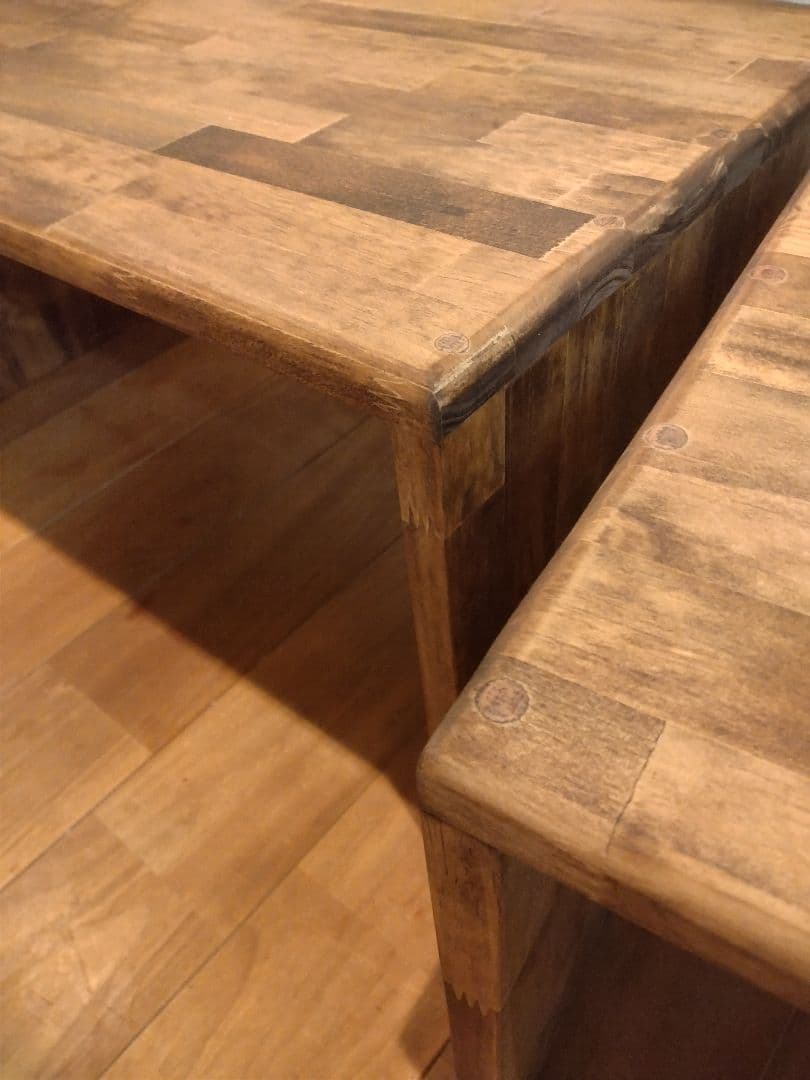 木製　ハンドメイド　オーダー　コの字　ワトコオイル　スツール　サイドテーブル