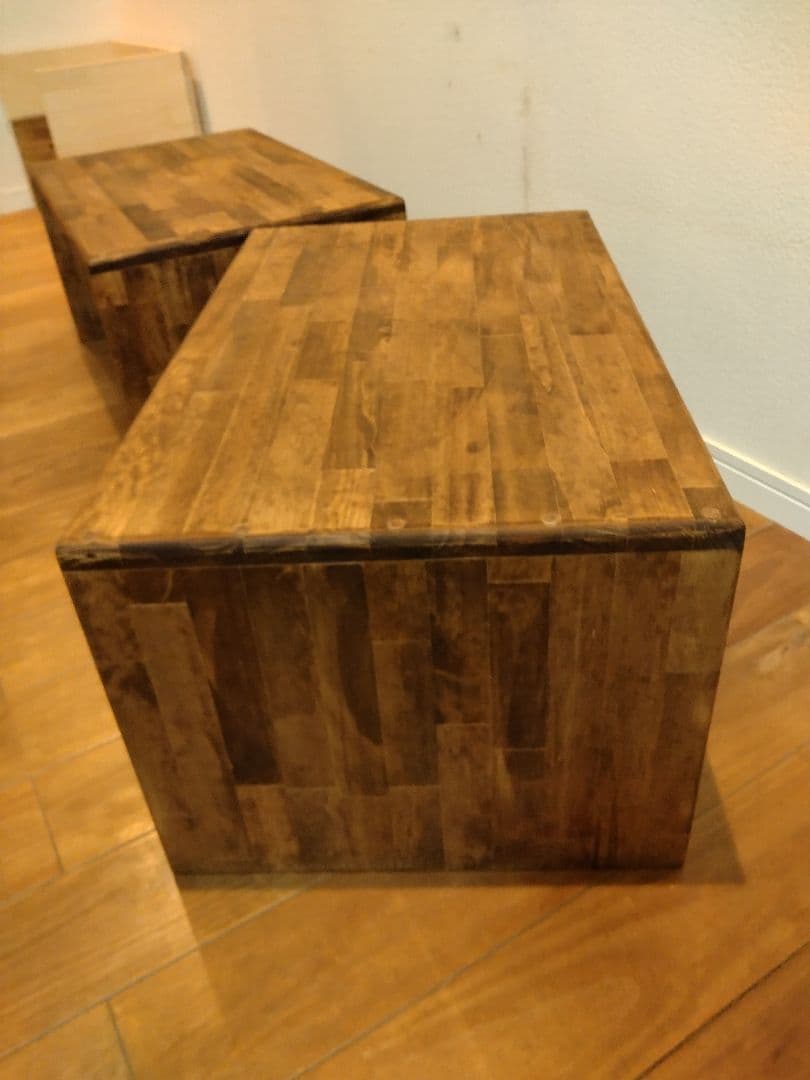 木製　ハンドメイド　オーダー　コの字　ワトコオイル　スツール　サイドテーブル