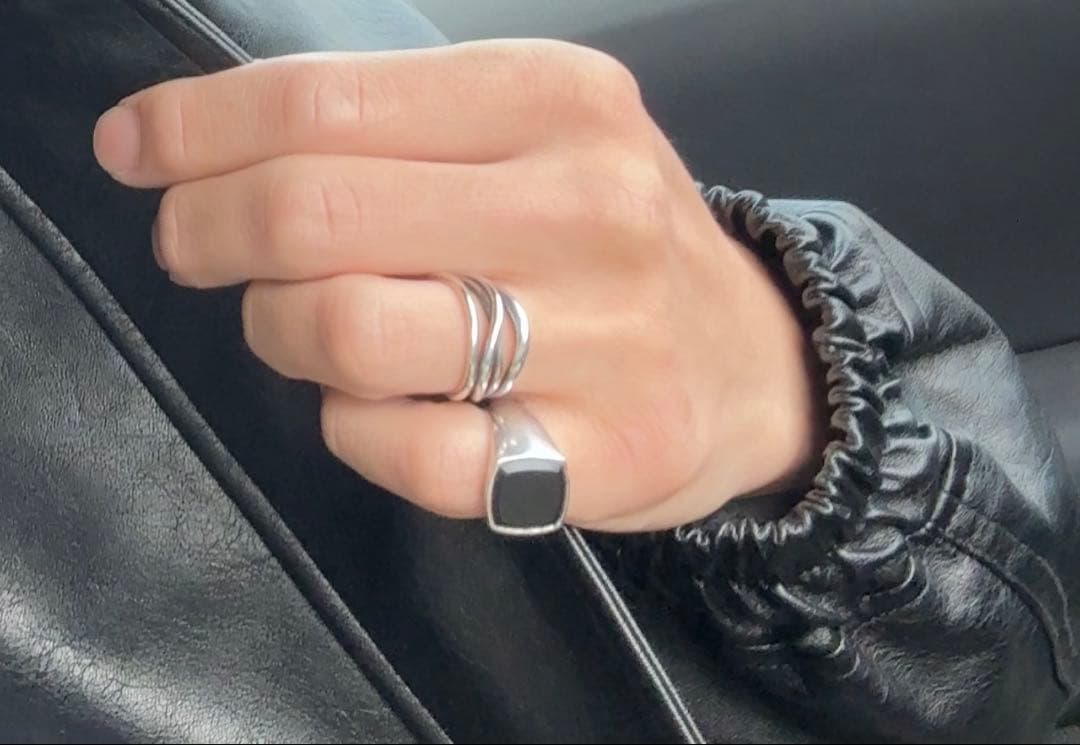 TOM WOOD リング　Cushion Black Onyx 14号